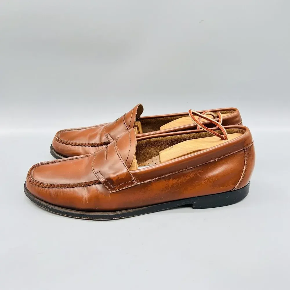 GH Bass & Co Shoes Men 8.5 Brown Leather Weejuns Penny Loafers Casual Comfort